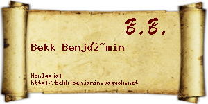 Bekk Benjámin névjegykártya
